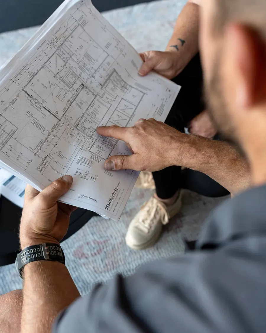 Going through house plans with a client