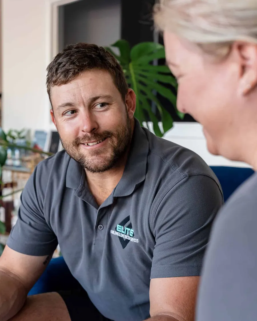 Nathan talking through a renovation with a client